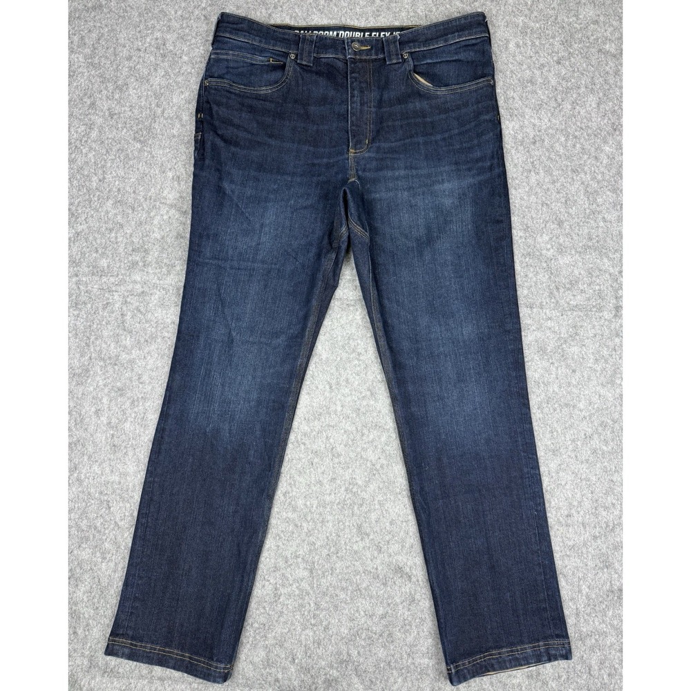 Duluth Trading Co Ballroom Double Flex Jeans Men 36x32 Slim Fit Dark Wash EUC - Picture 1 of 12